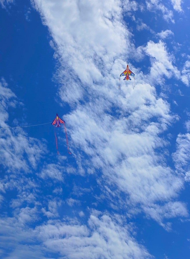 Flying Hoofer 2 Pack Fighter Airplane Kites for Kids Ages 4-8 & 8-12 - Easy to Fly, Kites for Toddlers and Adults with Kite Handle and 300ft String, Beginner Kite for Beach Trip - Image 3