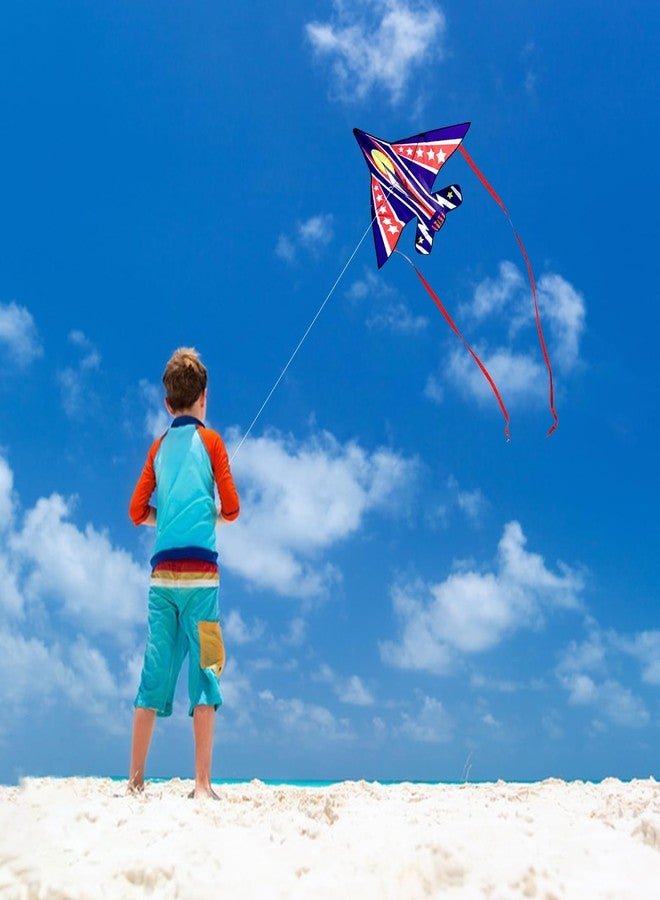 Flying Hoofer 2 Pack Fighter Airplane Kites for Kids Ages 4-8 & 8-12 - Easy to Fly, Kites for Toddlers and Adults with Kite Handle and 300ft String, Beginner Kite for Beach Trip - Image 4