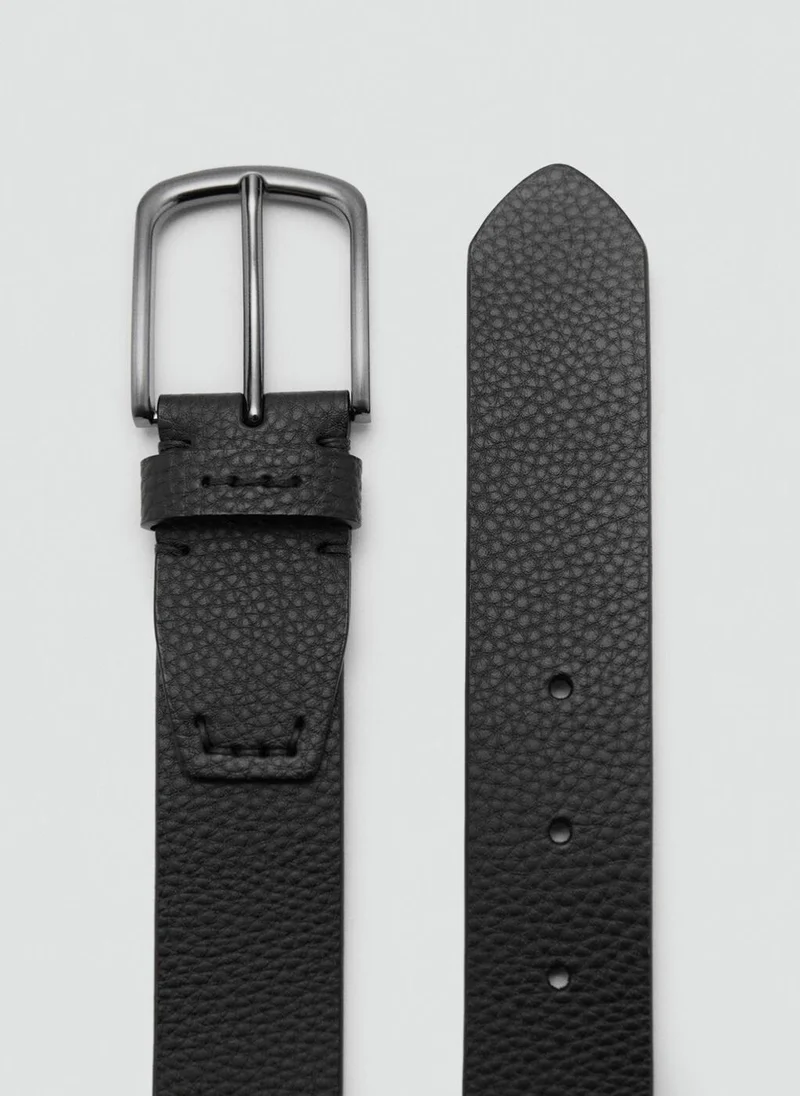 Mango Man Belt Pebbled Leather Belt