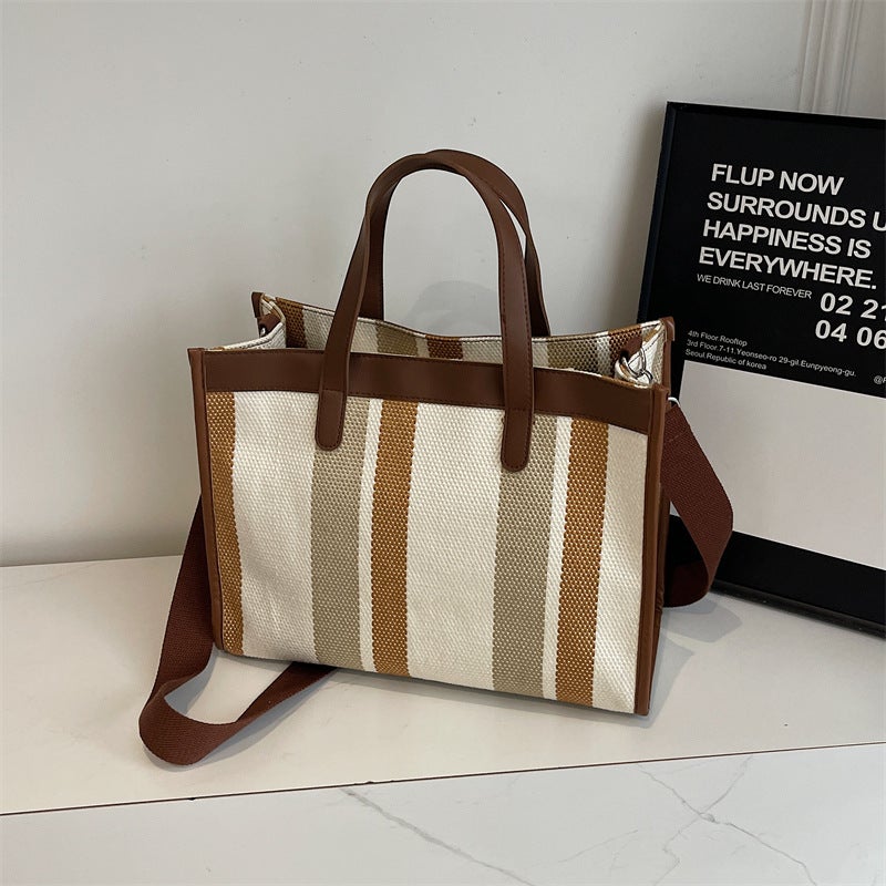 Bag Women'S Large Capacity This Year'S Popular Fashionable Simple Trendy Shoulder Canvas Class Commuter Tote Bag