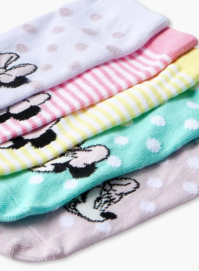 Disney MULTICOLOUR Pack Of 5 Ankle Length Girls Socks With Minnie Mouse Print for Women | Best Price UAE