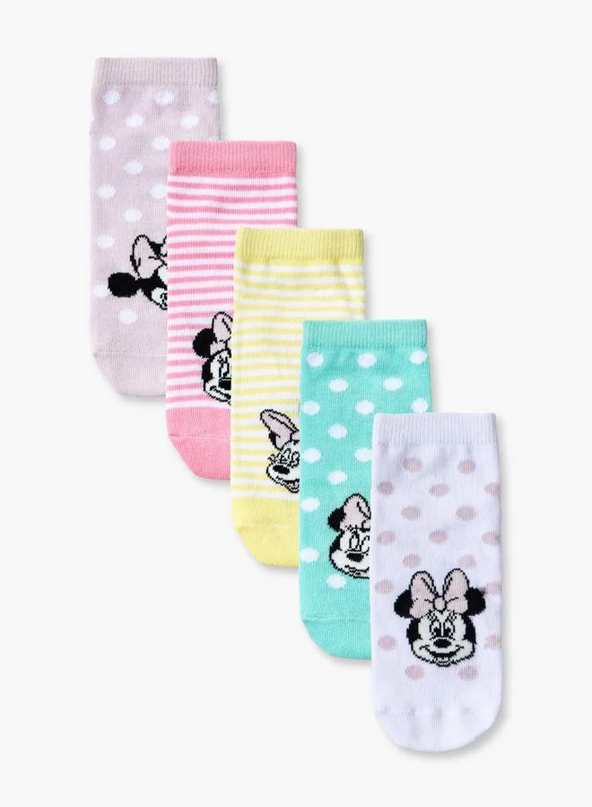 Pack Of 5 Ankle Length Girls Socks With Minnie Mouse Print