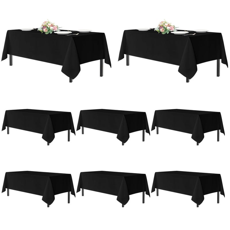 sancua Black Tablecloths for 6 Foot Rectangle Tables, 8 Pack - Washable Polyester Fabric Table Cloth, Reusable Table Covers for Wedding Party, Birthday, Banquet Reception, 54x108 Inch - Image 1