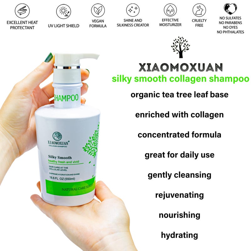 Xiaomoxuan Organic Tea Tree Oil Shampoo - Moisturizing for Dry Hair, Scalp Treatment, Sulfate-Free - Collagen Bond for Oily Scalp and Ends - Image 4