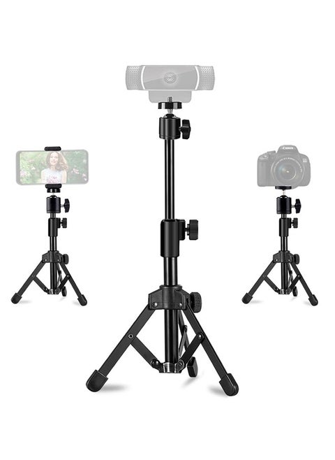 Webcam Tripod Stand Extendable Desktops Tripod for Camera/Phone/Webcam, Desk Tripod Webcam Mount Holder Compatible with Logitech Stream Webcam C925e C922x C922 C930e C930 C920 C615 /iPhone/Ring Light