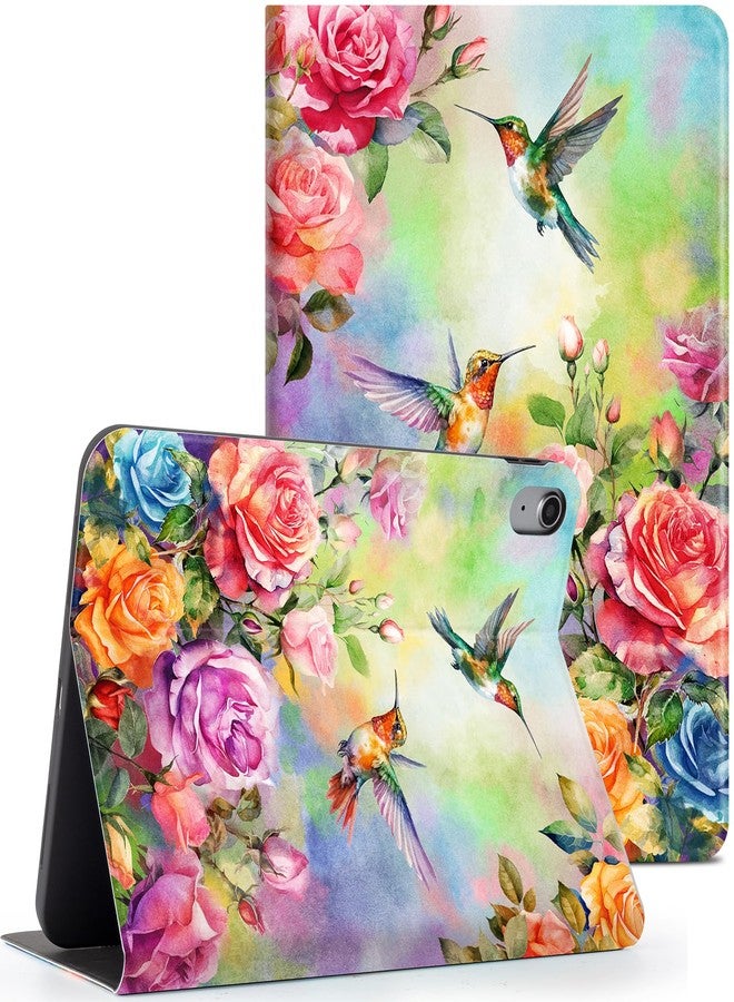Lokigo iPad 10th Generation Case 10.9 Inch 2022, Multi-Angle Viewing Protective Stand, Hummingbird Floral - Image 1