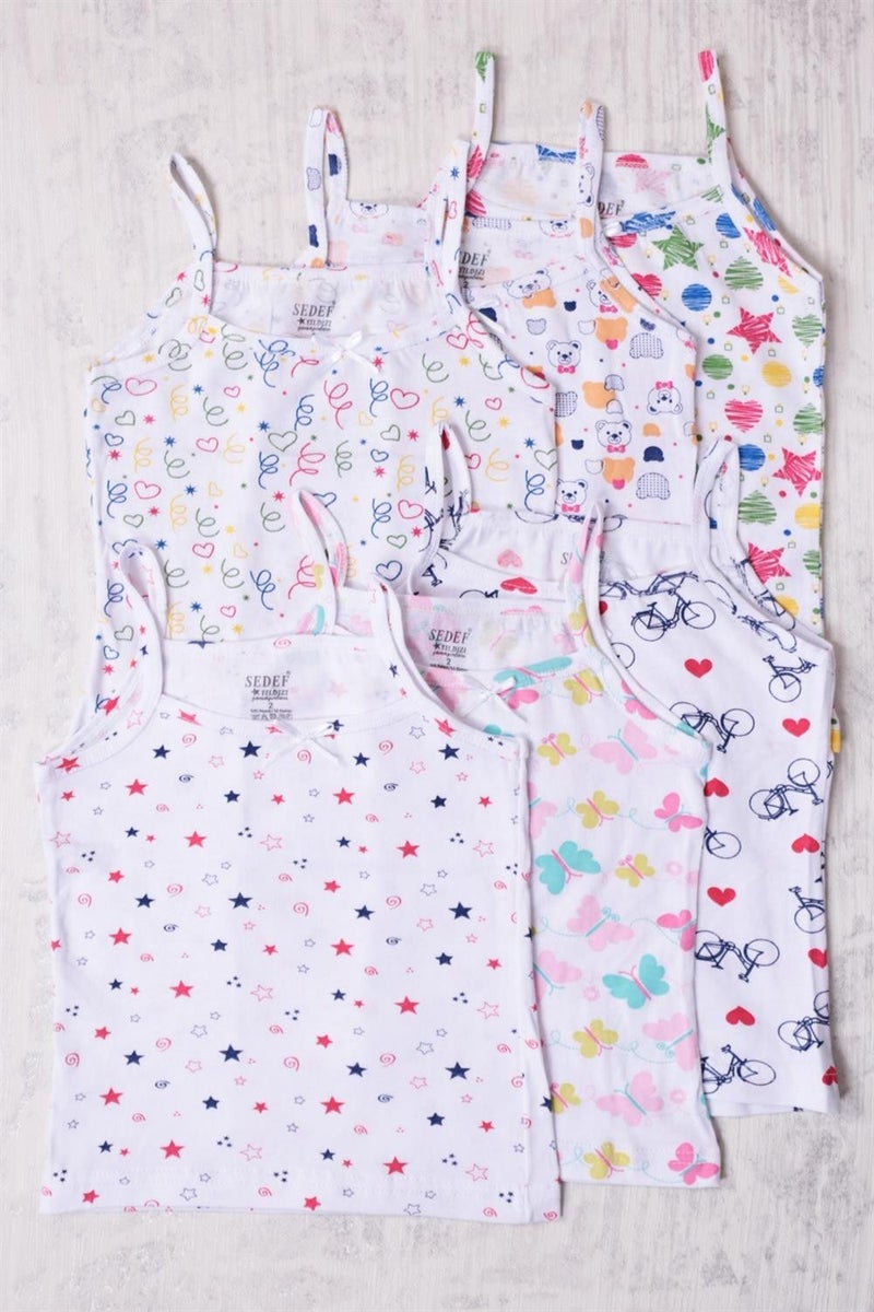 Sedef Yıldızı Pearl Star 6-Pack Girls Mixed Patterned Undershirt  - Image 1