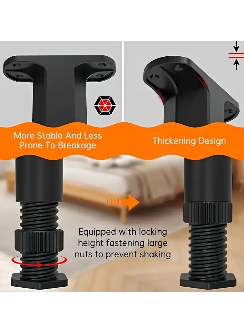 Generic 2 Pieces Of Support Legs For Bed Or Sofa And Other Pieces Of Furniture Adjustable Legs With A Base You Turn To Control The Right Height For You Starting From A Height Of 19.5 CM Up To aA Maximum Height Of 32 CM Please Check The Height The Length Of The Appropriate Height For You Before Buying And You Can Install It With Screws Attached With It 8 Screws The Legs Are Suitable For Supporting Several Pieces Of Furniture Such As Wood And Metal Bed TV Cabinets Wardrobes Sofa Sofa Or Bedside Table Or The Dressing Table And Other Furniture Legs Of Plastic Bodybuilding Heavy Duty Do Not Scratch The Floors  - Image 4