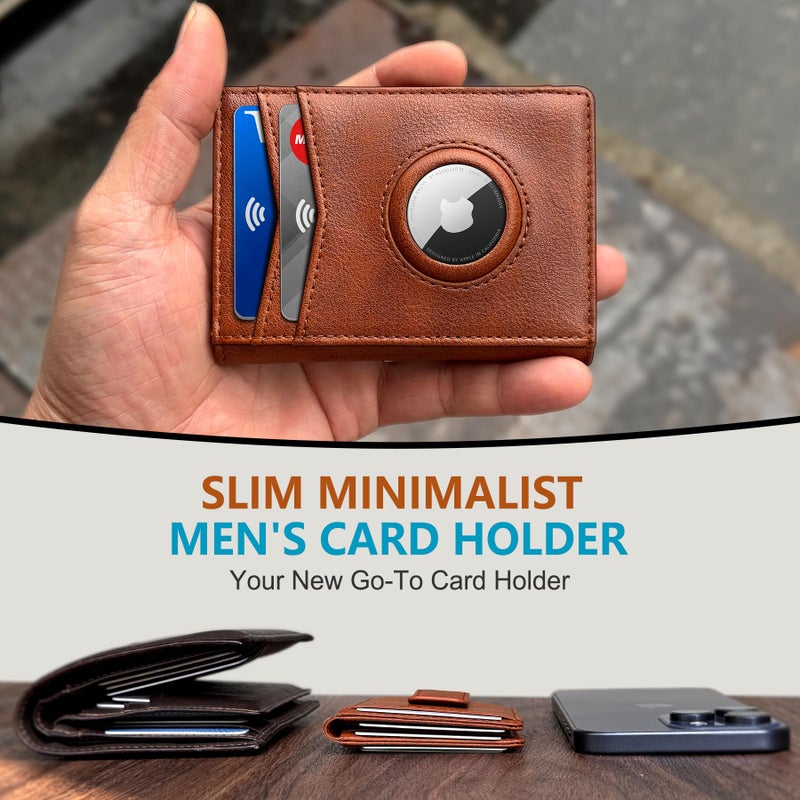 miyozi Airtag Wallet for Men- with Money Clip Gift Boxed, Magnetic Closure Slim Genuine Leather Front Pocket Wallet, 4.1"x 2.8", RFID Blocking - Image 4