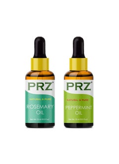 PRZ Combo Of Rosemary & Peppermint Essential Oil, 100% Pure Natural & Therapeutic Grade Oil For Aromatherapy, Body Massage, Skin Care & Hair Growth (15Ml Each)  - Image 1