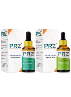PRZ Combo Of Rosemary & Peppermint Essential Oil, 100% Pure Natural & Therapeutic Grade Oil For Aromatherapy, Body Massage, Skin Care & Hair Growth (15Ml Each)  - Image 2