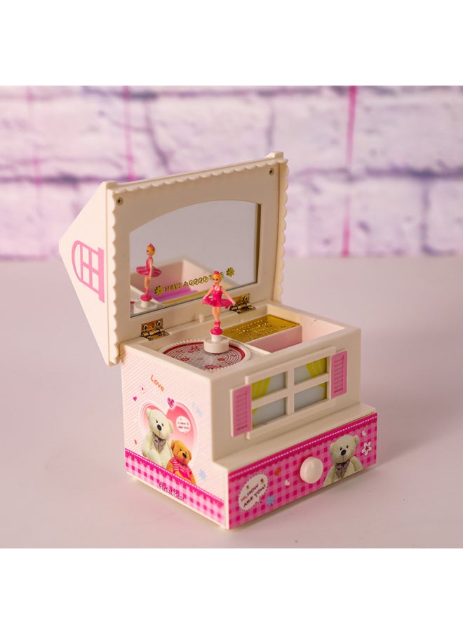 Cartoon Bear House Storage Box Music Box Decoration Children's Toy Jewelry Box Music Box Home Decoration Gift-Color:House Music Box-pink  - Image 4