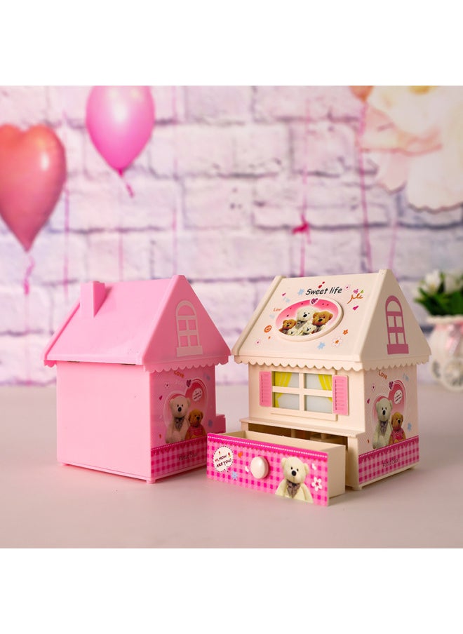 Cartoon Bear House Storage Box Music Box Decoration Children's Toy Jewelry Box Music Box Home Decoration Gift-Color:House Music Box-pink  - Image 3