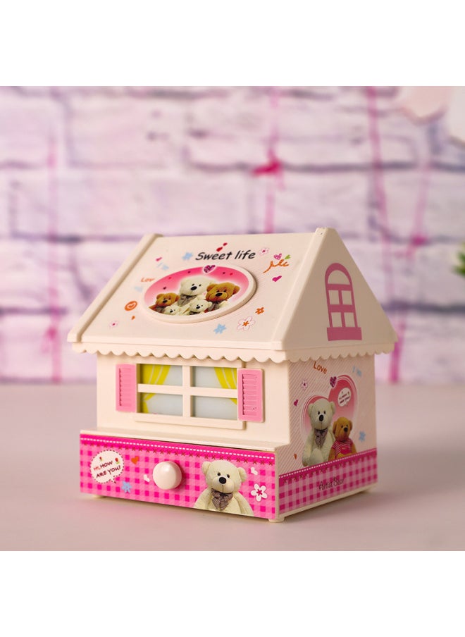 Cartoon Bear House Storage Box Music Box Decoration Children's Toy Jewelry Box Music Box Home Decoration Gift-Color:House Music Box-pink  - Image 5