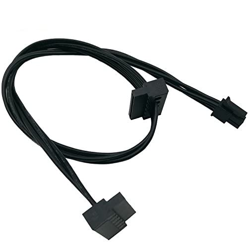 COMeap (2-Pack) SATA Power Cable for Lenovo Motherboard, ATX Mini 4 Pin to 2X Right-Angle SATA Hard Drive HDD Adapter 17.7-inch(45cm) - Image 1