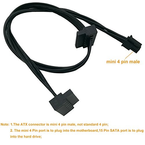 COMeap (2-Pack) SATA Power Cable for Lenovo Motherboard, ATX Mini 4 Pin to 2X Right-Angle SATA Hard Drive HDD Adapter 17.7-inch(45cm) - Image 4