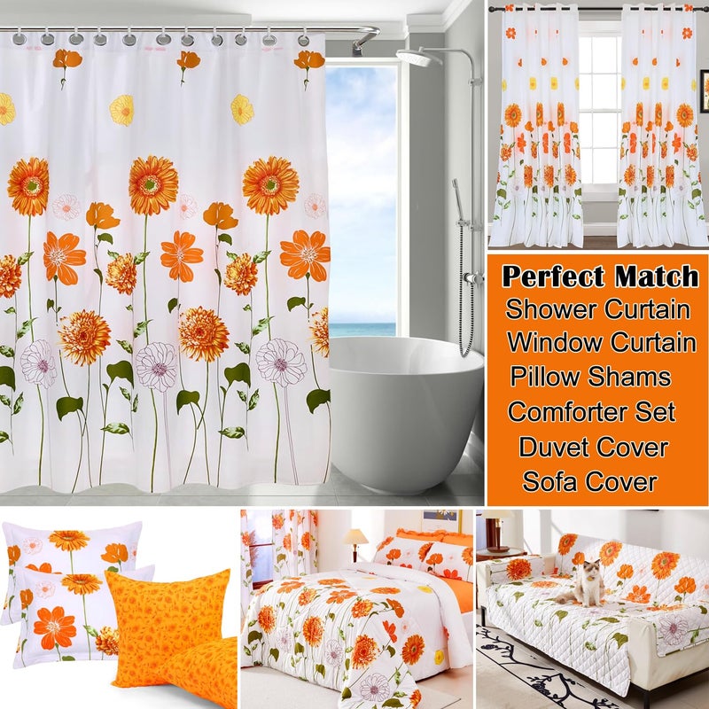 EVENHUG 100% Cotton Quilt Queen Size Orange Sunflower Bedding Set Floral Lightweight Full Quilt Reversible Coverlet Bedspread with 2 Pillow Shams All Seasons 3 Pieces (92"x96") - Image 5