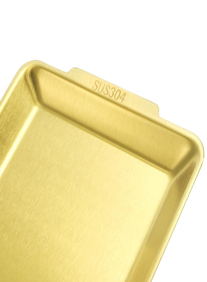 ZENFUN 3 Pack 304 Stainless Steel Serving Platters, 12.6" Rectangle Metal Dinner Plates with Handles, Decorative Organizer Trays for BBQ, Dining, Party, Buffet, Appetizer Serving(Gold) - Image 3