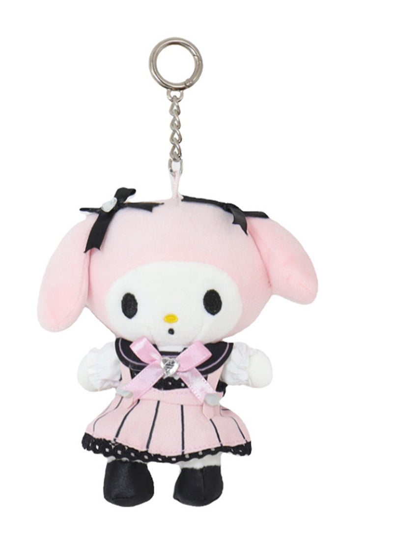(My Melody Black Bow) 12cm Creative Cartoon Bow Skirt Series Plush Doll Backpack Key Pendant  - Image 1