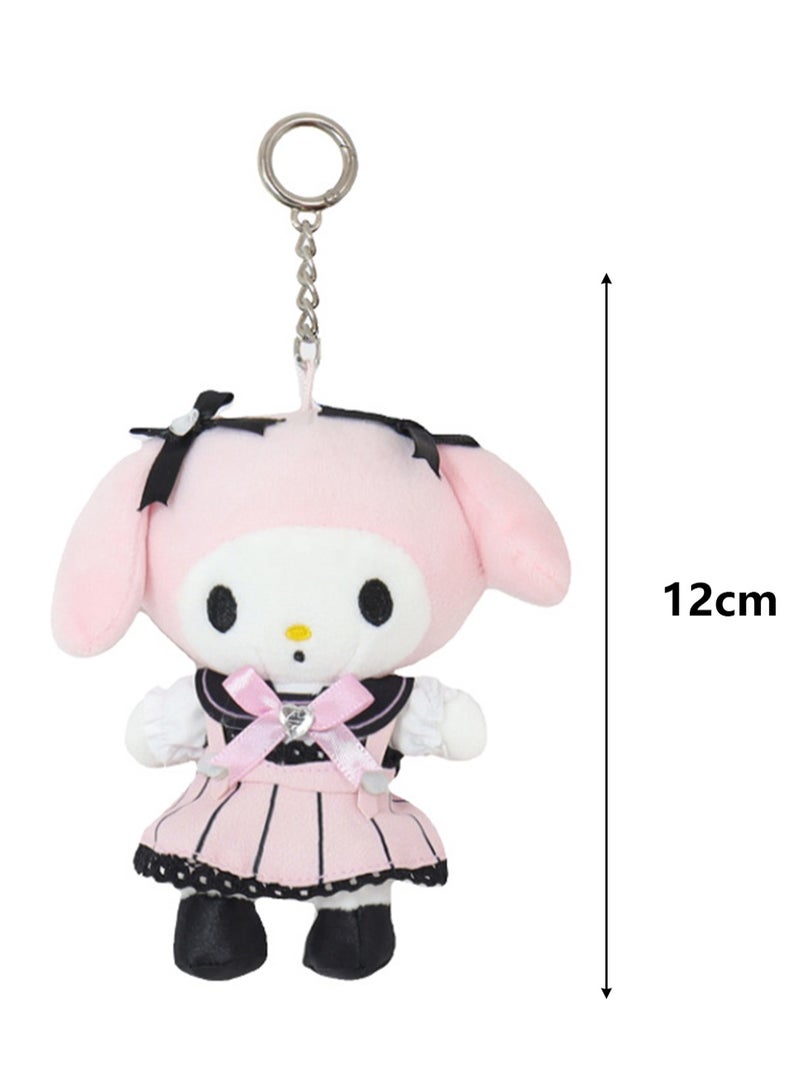 (My Melody Black Bow) 12cm Creative Cartoon Bow Skirt Series Plush Doll Backpack Key Pendant  - Image 2
