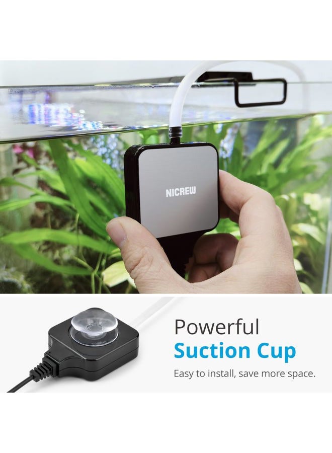 NICREW Nano Silent Aquarium Air Pump Black, Aquarium Aerator with Accessories for Up to 10 Gallon Fish Tank, Super Quiet, 0.3 L/min, 1.5 Watts - Image 4