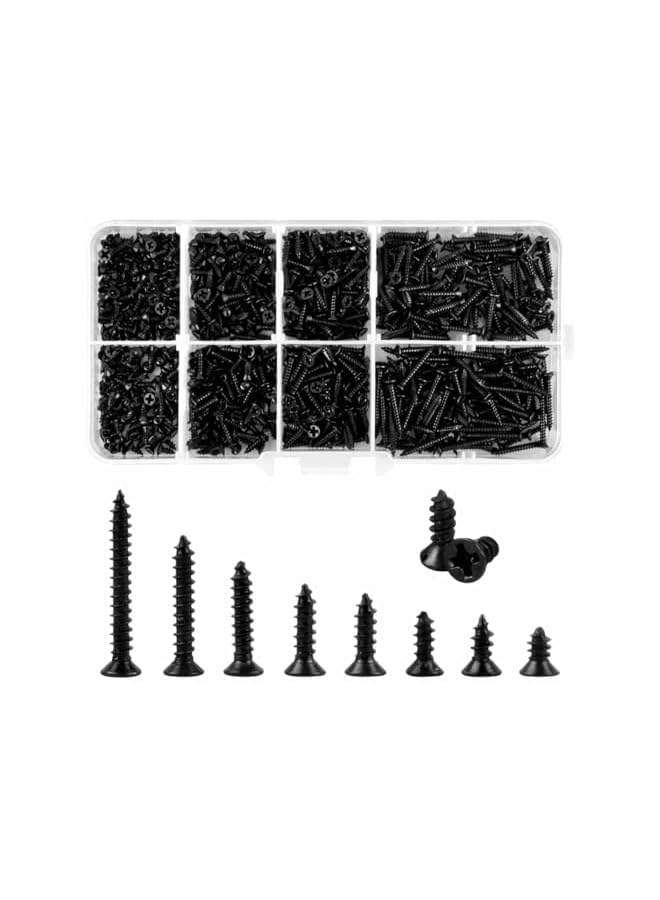 1200 Packs M2 Screws Set, Phillips Flat Head Self-Tapping Screws, M2 Cross Head Countersunk Self Screws Assortment, 4-16 mm，Wood Screws Kit, Multi-Purpose Metal Screws Set with Storage Box - Image 2