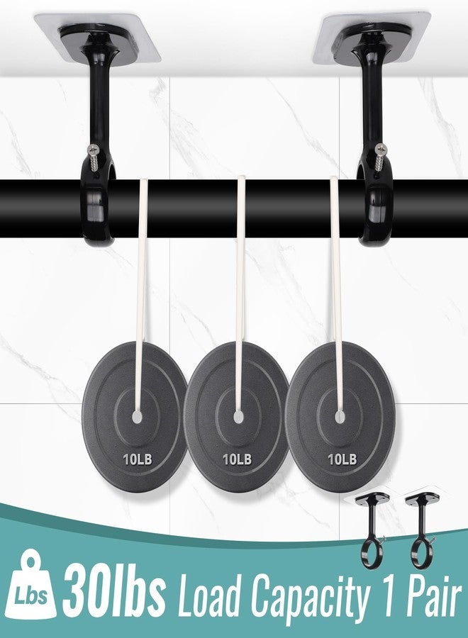 Antimbee 6-Pack No Drill Ceiling Curtain Rod Brackets Holder, Adhesive No Screw No Damage Rods Hooks Holder, No Drilling Stick Heavy Duty Black Curtain Hangers for Living Room, Bathroom, Kitchen - Image 4