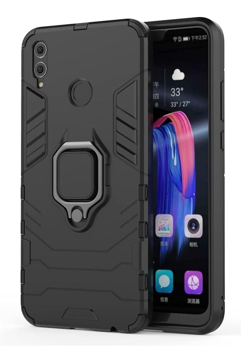 Phone Case Cover Shockproof Silicone + Hard Plastic metal ring Compatible with Nova 3i (Black) - Image 1