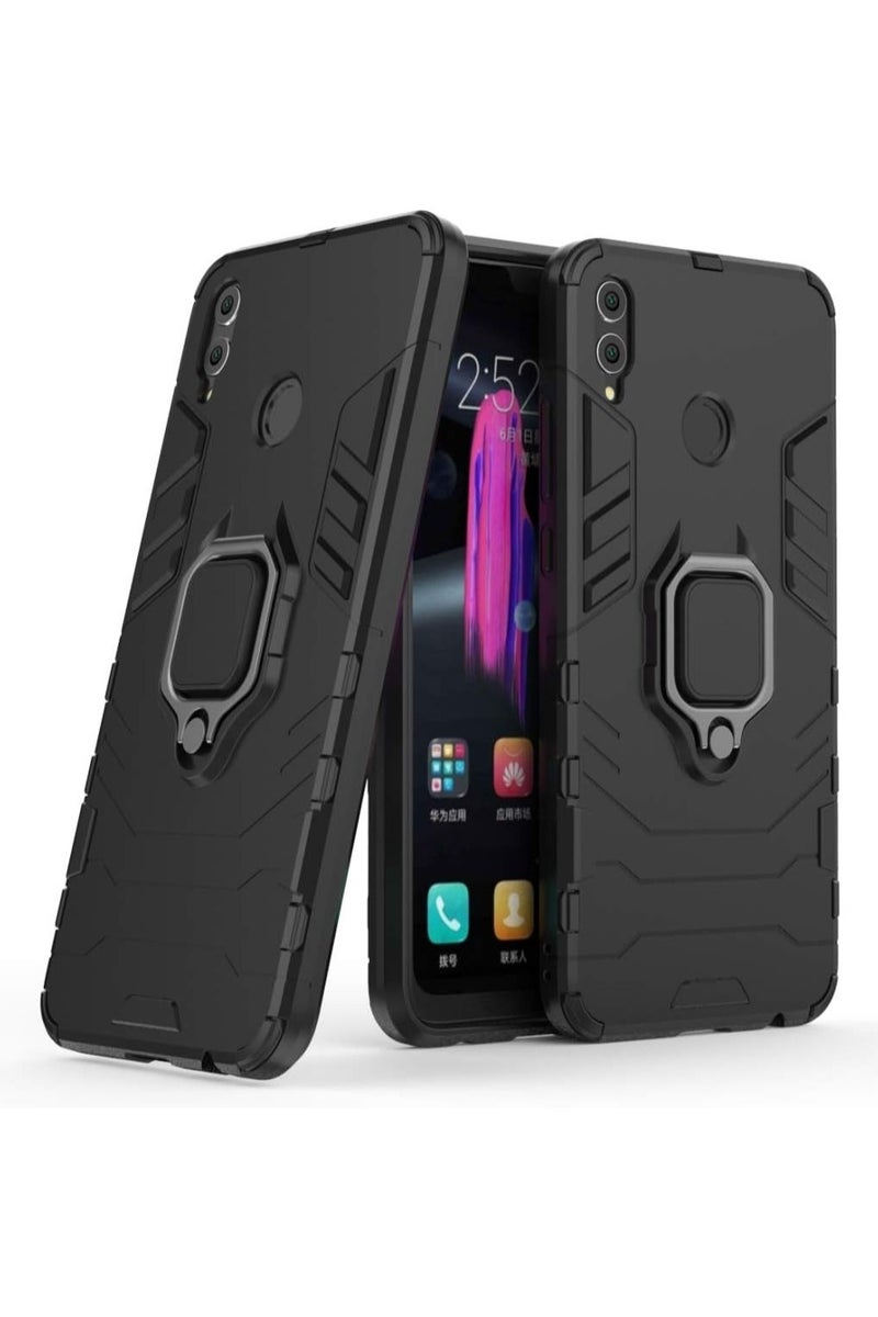 Phone Case Cover Shockproof Silicone + Hard Plastic metal ring Compatible with Nova 3i (Black) - Image 3