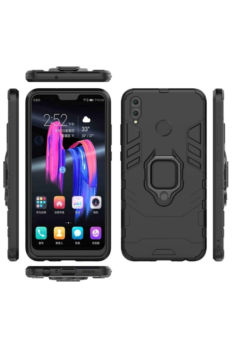 Phone Case Cover Shockproof Silicone + Hard Plastic metal ring Compatible with Nova 3i (Black) - Image 2
