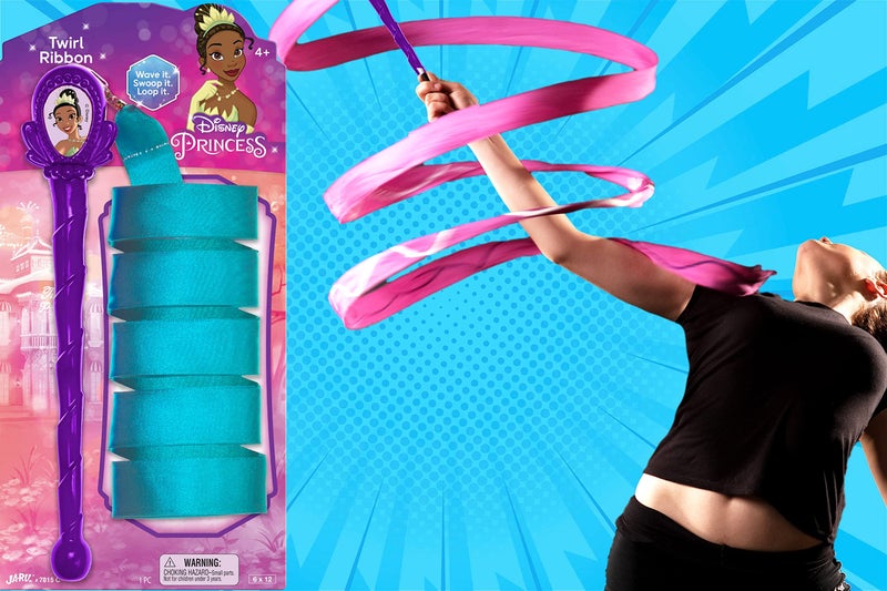 Ja-Ru JA-RU Disney Princess Ribbon Dancer Wand for Kids (3 Ribbon Wands Assorted) Twirling Rainbow Streamers on a Stick. Ribbons for Dancing  Indoor Gymnastics Equipment for Kids. 7815-3 - Image 2