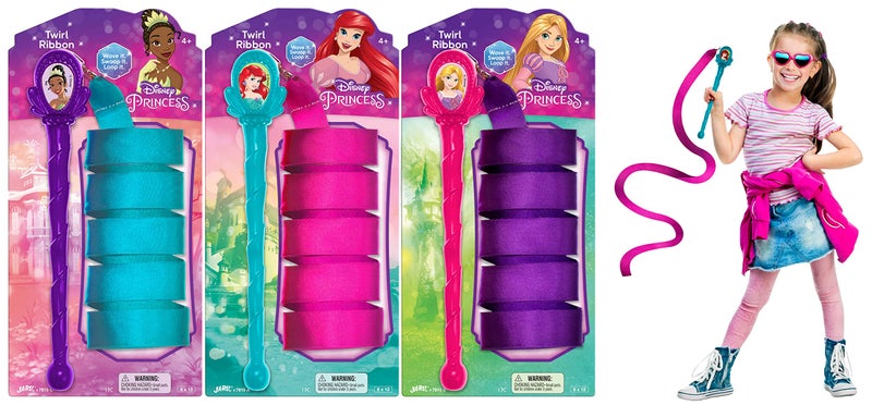 Ja-Ru JA-RU Disney Princess Ribbon Dancer Wand for Kids (3 Ribbon Wands Assorted) Twirling Rainbow Streamers on a Stick. Ribbons for Dancing  Indoor Gymnastics Equipment for Kids. 7815-3 - Image 1
