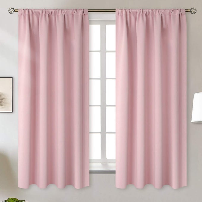 PINK ROOM DARKENING CURTAINS 63 INCHES LENGTH ROD POCKET THERMAL INSULATED BLACKOUT CURTAIN DRAPES FOR KIDS ROOM 42 X 63 INCH 2 PANELS