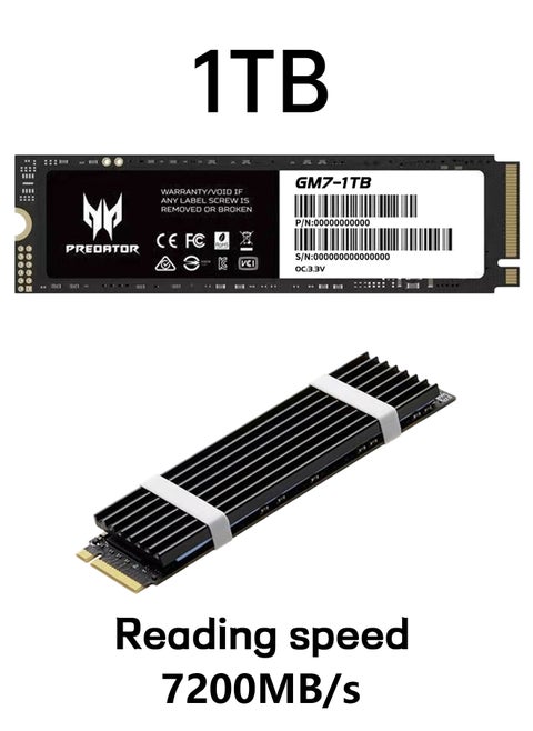 1 تيرابايت 7200 ميجابايت / ثانية SSD ، PCIe NVMe Gen4 ، M.2 2280 ، محركات أقراص صلبة داخلية ، متوافقة مع PS5 ، كمبيوتر مكتبي ، كمبيوتر محمول ، بما في ذلك غرفة التبريد وأدوات التفكيك وتعليمات التثبيت