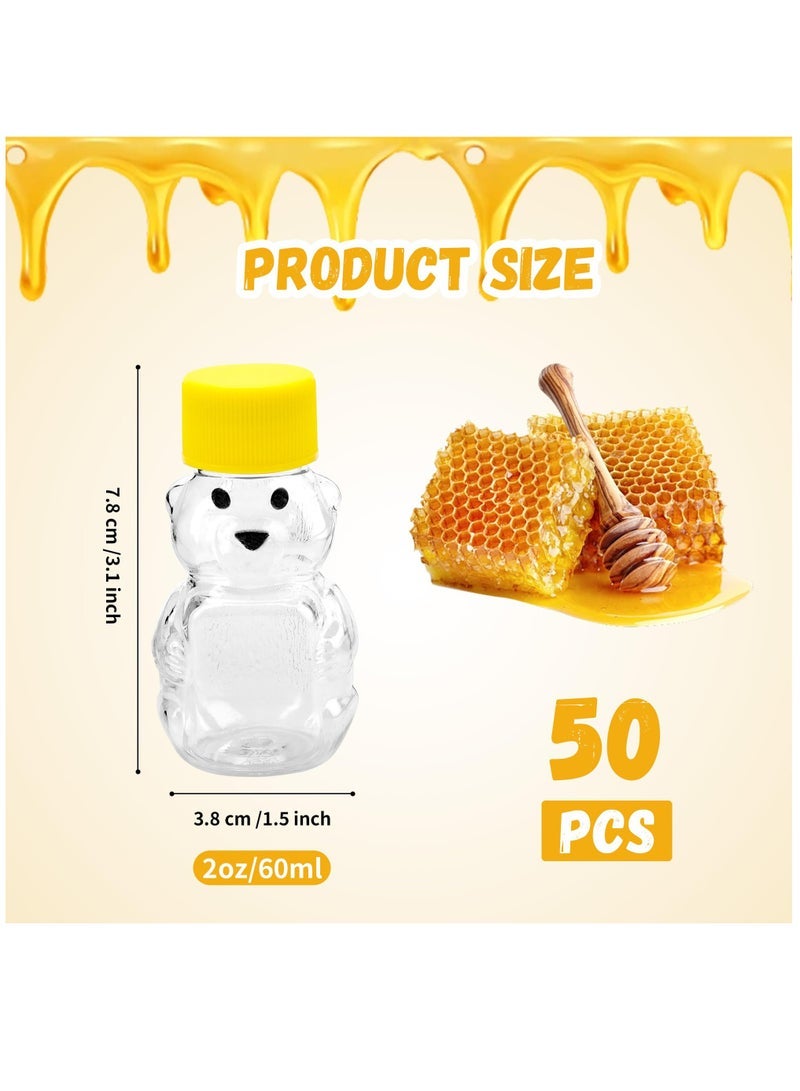 كابتن تيك 15 Pack 2 oz Honey Bear Bottle, Empty Plastic Bear Jar with Lids Reusable Mini Honey Bear Cup Dispensing Yellow Flip Top Lid Assistive Juice Jar Honey Bottles - Image 2