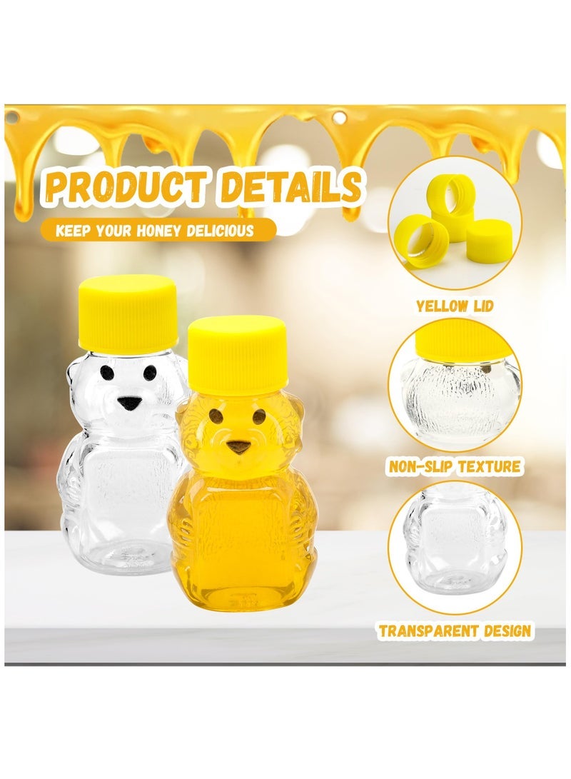 كابتن تيك 15 Pack 2 oz Honey Bear Bottle, Empty Plastic Bear Jar with Lids Reusable Mini Honey Bear Cup Dispensing Yellow Flip Top Lid Assistive Juice Jar Honey Bottles - Image 3