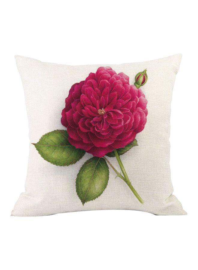 NIBEMINENT Floral Printed Cushion Cover White/Red/Green 45x45cm