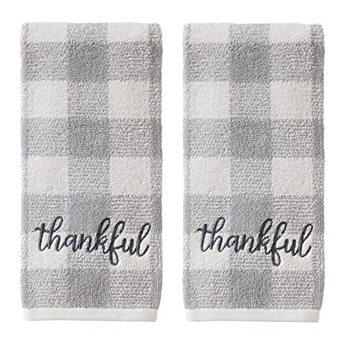 SKL Home by Saturday Knight Ltd. Thankful Plaid Hand Towel (2-Pack), Gray - Image 1