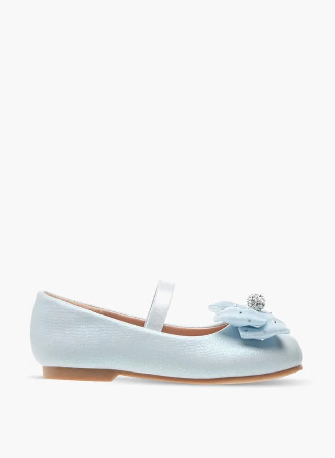 JUNIORS Girls Embellished Bow Accent Ballerina Shoes With Elasticated Strap