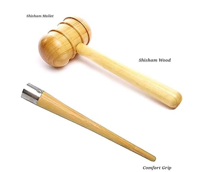 DESCTIDY Wooden Cricket Bat Grip Cone Applicator Knocking Hammer Wooden BAT Mallet Combo - Image 2