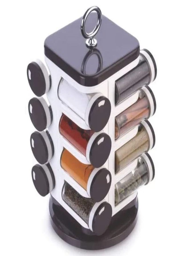 Drumstone Plastic Revolving Spice Rack Counter top Spice Jar Stainless Steel Rotating Spice Organizer Holder Container Kitchen Spice Set (Multicolor, 16 Pcs Spice Rack) - Image 2