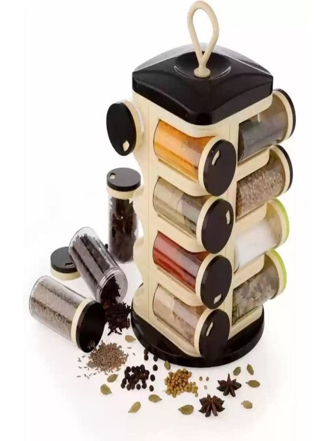 Drumstone Plastic Revolving Spice Rack Counter top Spice Jar Stainless Steel Rotating Spice Organizer Holder Container Kitchen Spice Set (Multicolor, 16 Pcs Spice Rack) - Image 5