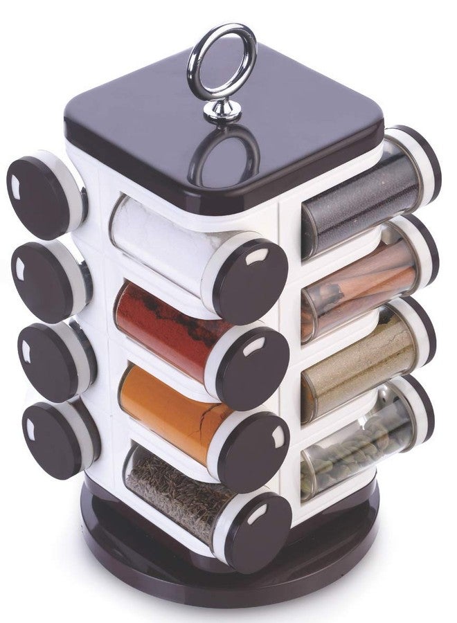 Drumstone Plastic Revolving Spice Rack Counter top Spice Jar Stainless Steel Rotating Spice Organizer Holder Container Kitchen Spice Set (Multicolor, 16 Pcs Spice Rack) - Image 1