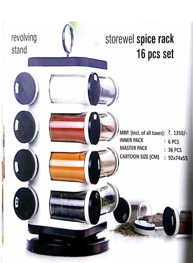 Drumstone Plastic Revolving Spice Rack Counter top Spice Jar Stainless Steel Rotating Spice Organizer Holder Container Kitchen Spice Set (Multicolor, 16 Pcs Spice Rack) - Image 4