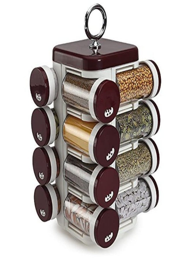 Drumstone Plastic Revolving Spice Rack Counter top Spice Jar Stainless Steel Rotating Spice Organizer Holder Container Kitchen Spice Set (Multicolor, 16 Pcs Spice Rack) - Image 3
