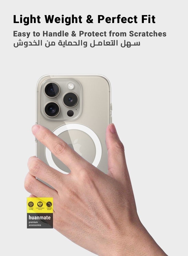 هووانميت غطاء حماية متوافق مع Magsafe لهاتف Apple iPhone 15 Pro Max شفاف - Image 3