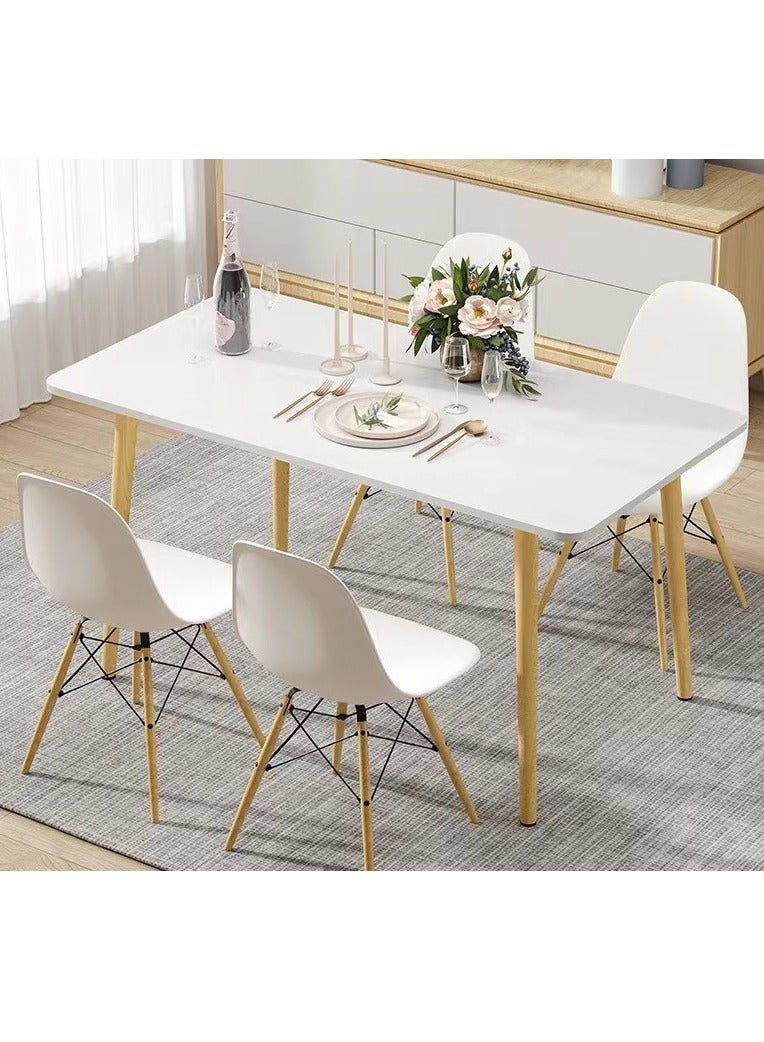 Modern Dining Table Kitchen Table Leisure Coffee Table with Solid Wood Legs Wooden Rectangle Table Meeting Room for Home Living Room Office(120*60*73cm) - Image 1