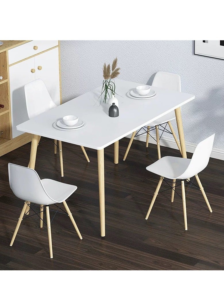 Modern Dining Table Kitchen Table Leisure Coffee Table with Solid Wood Legs Wooden Rectangle Table Meeting Room for Home Living Room Office(120*60*73cm) - Image 5