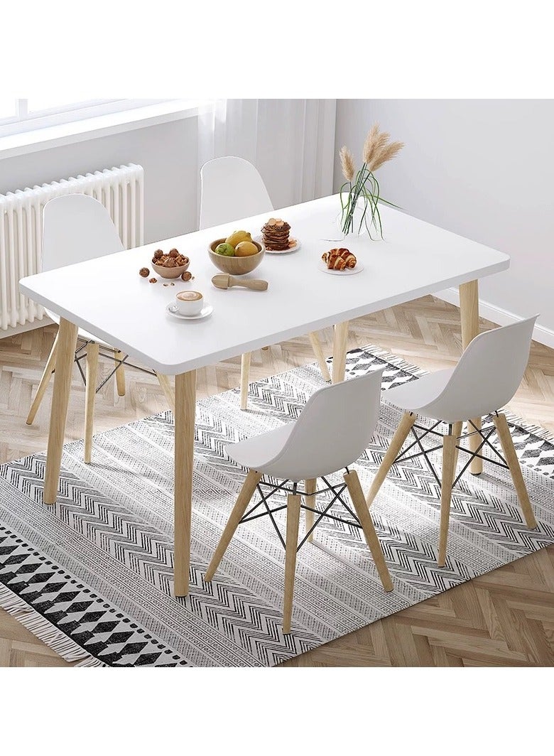 Modern Dining Table Kitchen Table Leisure Coffee Table with Solid Wood Legs Wooden Rectangle Table Meeting Room for Home Living Room Office(120*60*73cm) - Image 4