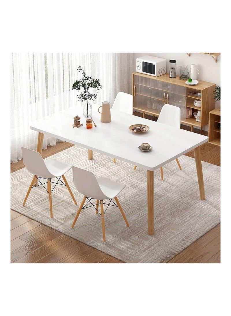 Modern Dining Table Kitchen Table Leisure Coffee Table with Solid Wood Legs Wooden Rectangle Table Meeting Room for Home Living Room Office(120*60*73cm) - Image 3